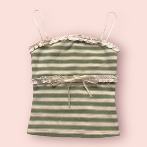 cute green and white/cream striped cami